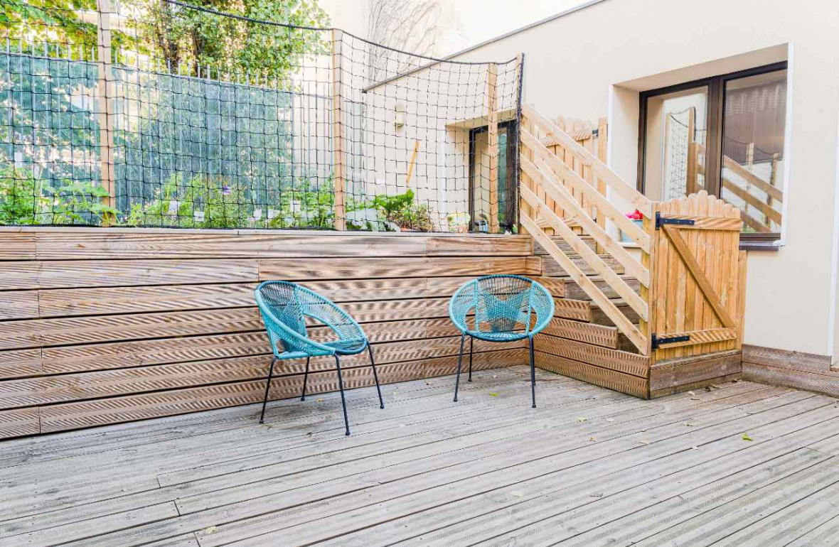 Terrasse et potager de la crèche Preschool Les Bons Enfants Boulogne