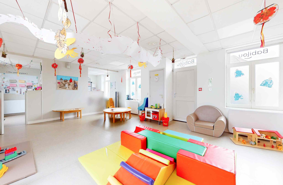 Espace de motricité en crèche Babilou 