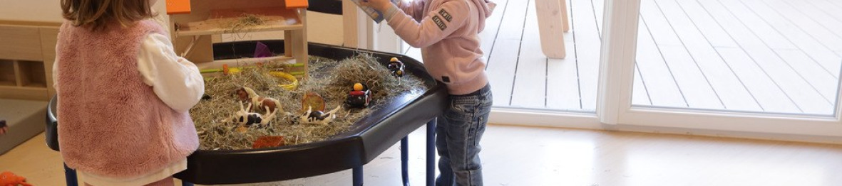 Deux enfants en crèche en activité 