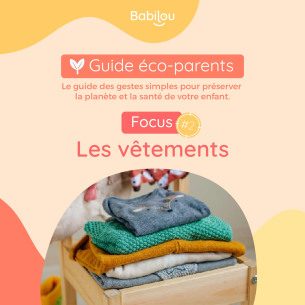 Visuel guide éco-parents qui traite de la thématique des vêtements