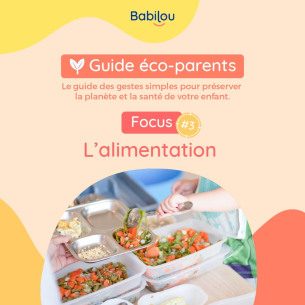 Visuel guide éco-parents qui traite de la thématique de l'alimentation